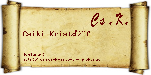 Csiki Kristóf névjegykártya